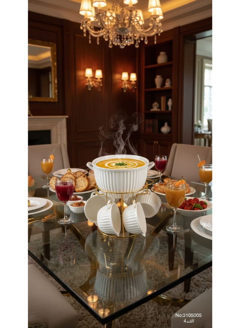 A set of soup utensils, bowls and spoons with stand, ideal for lovers of taste and occasions, a sophisticated royal touch. - Image 5